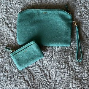 Lodis brand wristlet and coin purse set.  Aqua.  New!